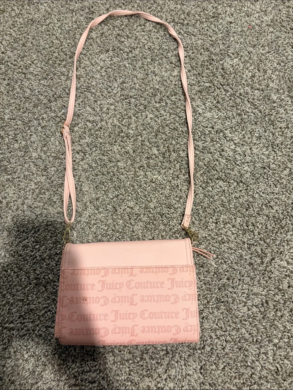 Juicy Couture Light Pink Crossbody with Gold-Tone Emblem